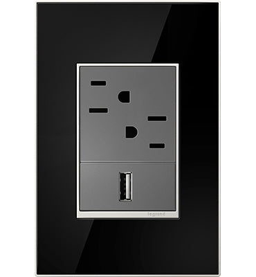 Legrand - AWM1G3MB4 - One-Gang-Plus Screwless Wall Plate - adorne - Mirror Black