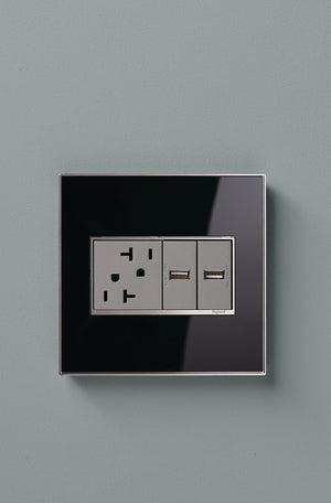 Legrand - AWM1G3MB4 - One-Gang-Plus Screwless Wall Plate - adorne - Mirror Black