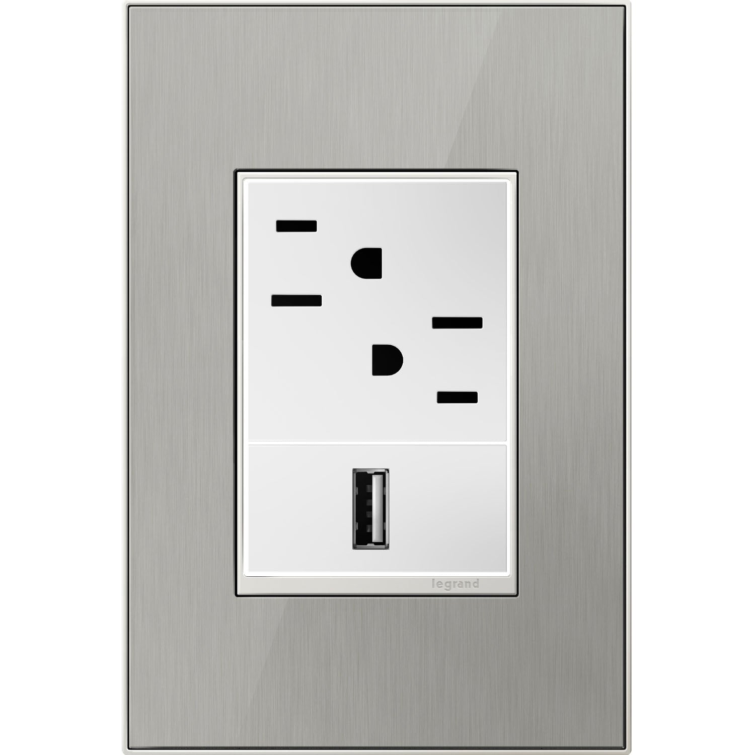 Legrand - AWM1G3MS4 - One-Gang-Plus Screwless Wall Plate - adorne - Brushed Stainless