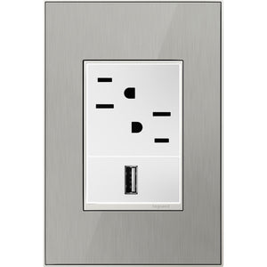 Legrand - AWM1G3MS4 - One-Gang-Plus Screwless Wall Plate - adorne - Brushed Stainless