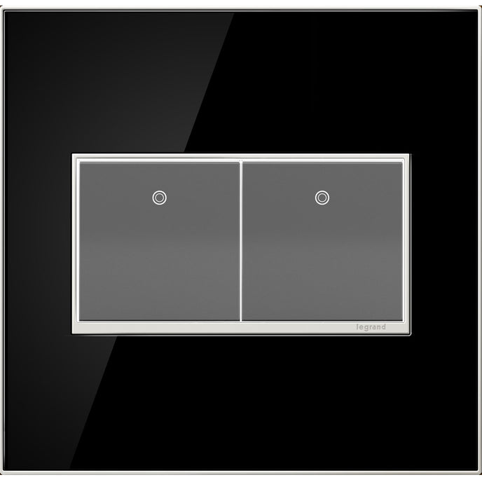 Legrand - AWM2GMB4 - Two-Gang Screwless Wall Plate - adorne - Mirror Black