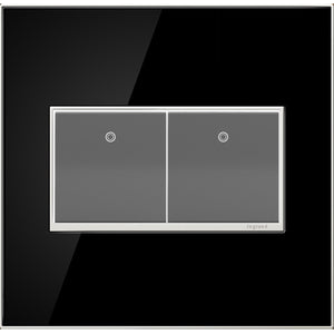 Legrand - AWM2GMB4 - Two-Gang Screwless Wall Plate - adorne - Mirror Black