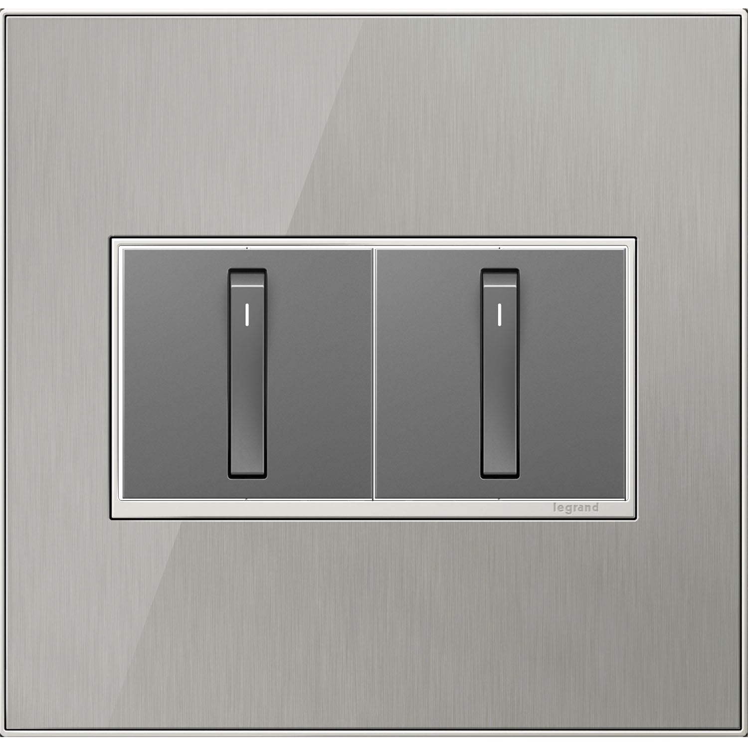 Legrand - AWM2GMS4 - Two-Gang Screwless Wall Plate - adorne - Brushed Stainless