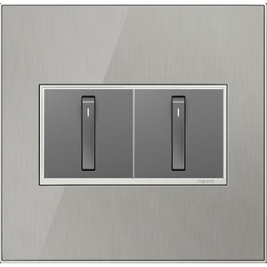 Legrand - AWM2GMS4 - Two-Gang Screwless Wall Plate - adorne - Brushed Stainless