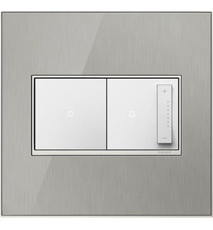 Legrand - AWM2GMS4 - Two-Gang Screwless Wall Plate - adorne - Brushed Stainless