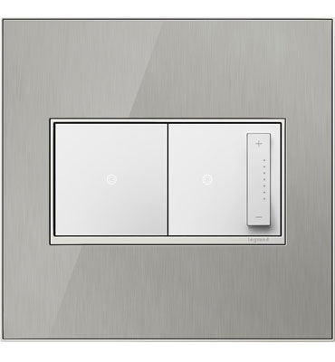 Legrand - AWM2GMS4 - Two-Gang Screwless Wall Plate - adorne - Brushed Stainless