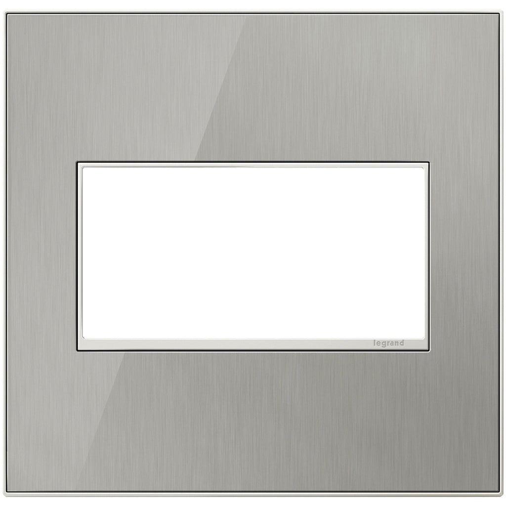 Legrand - AWM2GMS4 - Two-Gang Screwless Wall Plate - adorne - Brushed Stainless