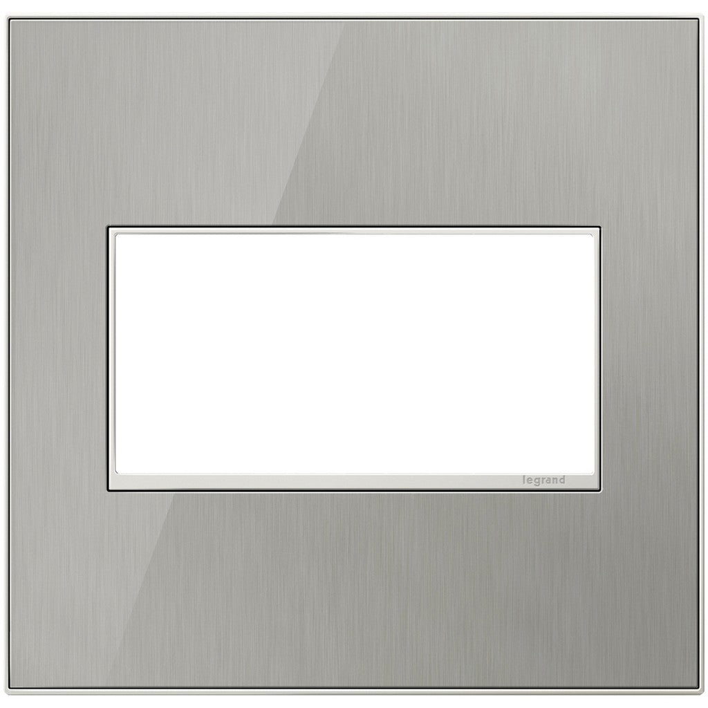 Legrand - AWM2GMS4 - Two-Gang Screwless Wall Plate - adorne - Brushed Stainless