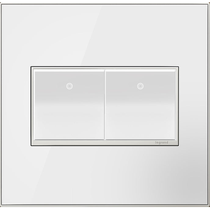 Legrand - AWM2GMW4 - Two-Gang Screwless Wall Plate - adorne - Mirror White