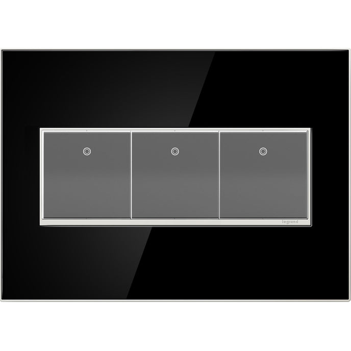 Legrand - AWM3GMB4 - Three-Gang Screwless Wall Plate - adorne - Mirror Black