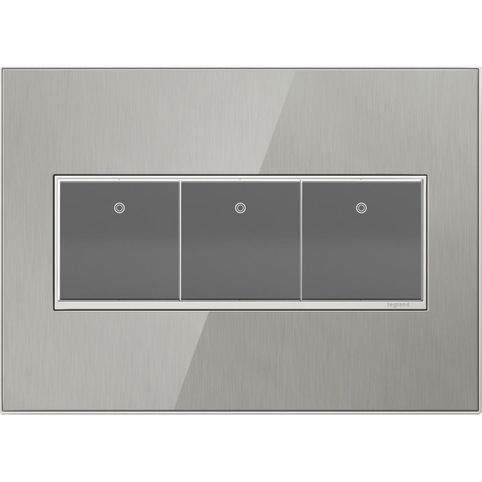 Legrand - AWM3GMS4 - Three-Gang Screwless Wall Plate - adorne - Brushed Stainless