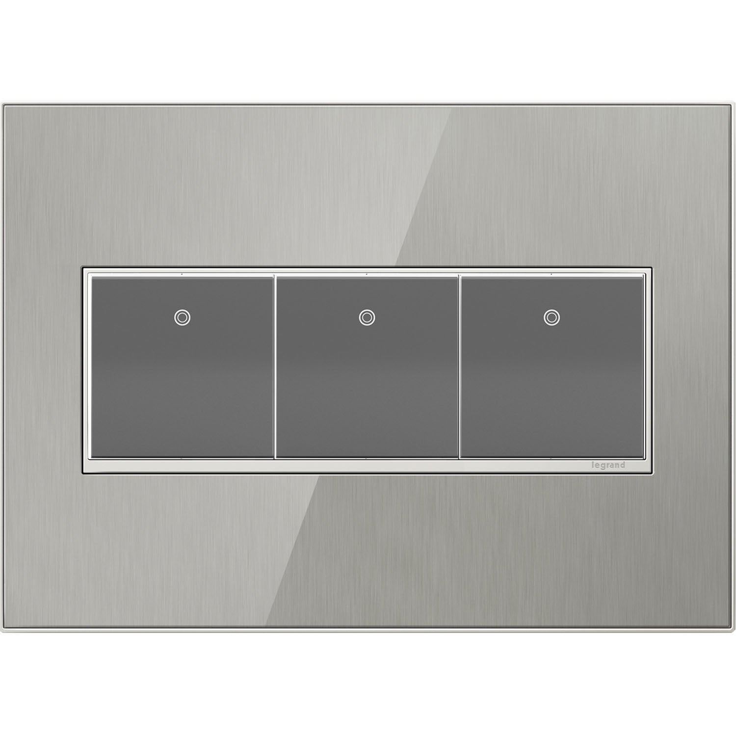 Legrand - AWM3GMS4 - Three-Gang Screwless Wall Plate - adorne - Brushed Stainless