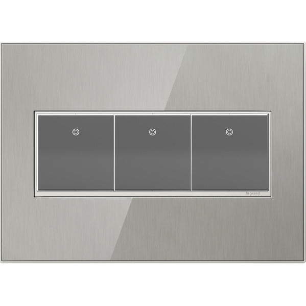Legrand - AWM3GMS4 - Three-Gang Screwless Wall Plate - adorne - Brushed Stainless