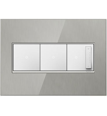 Legrand - AWM3GMS4 - Three-Gang Screwless Wall Plate - adorne - Brushed Stainless