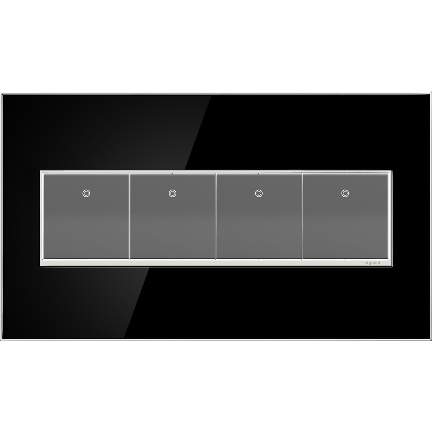Legrand - AWM4GMB4 - Four-Gang Screwless Wall Plate - adorne - Mirror Black