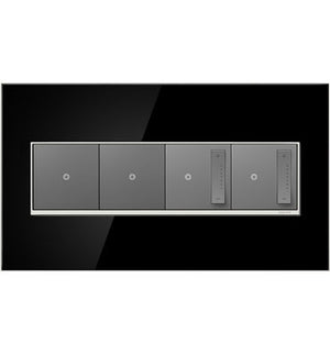 Legrand - AWM4GMB4 - Four-Gang Screwless Wall Plate - adorne - Mirror Black