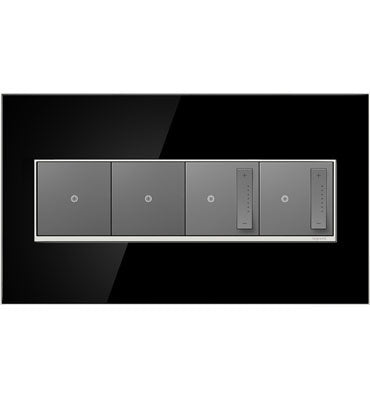 Legrand - AWM4GMB4 - Four-Gang Screwless Wall Plate - adorne - Mirror Black