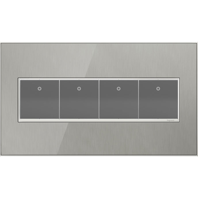 Legrand - AWM4GMS4 - Four-Gang Screwless Wall Plate - adorne - Brushed Stainless