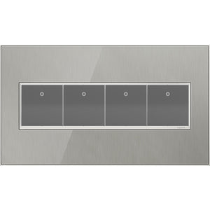 Legrand - AWM4GMS4 - Four-Gang Screwless Wall Plate - adorne - Brushed Stainless