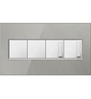 Legrand - AWM4GMS4 - Four-Gang Screwless Wall Plate - adorne - Brushed Stainless