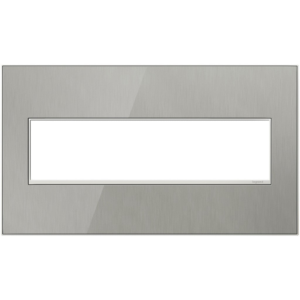 Legrand - AWM4GMS4 - Four-Gang Screwless Wall Plate - adorne - Brushed Stainless
