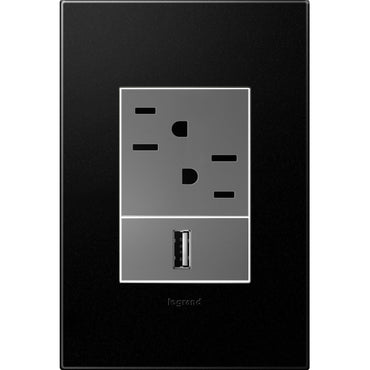 Legrand - AWP1G3GR4 - One-Gang-Plus Screwless Wall Plate with Microban - adorne - Graphite