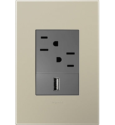 Legrand - AWP1G3TM4 - One-Gang-Plus Screwless Wall Plate - adorne - Titanium