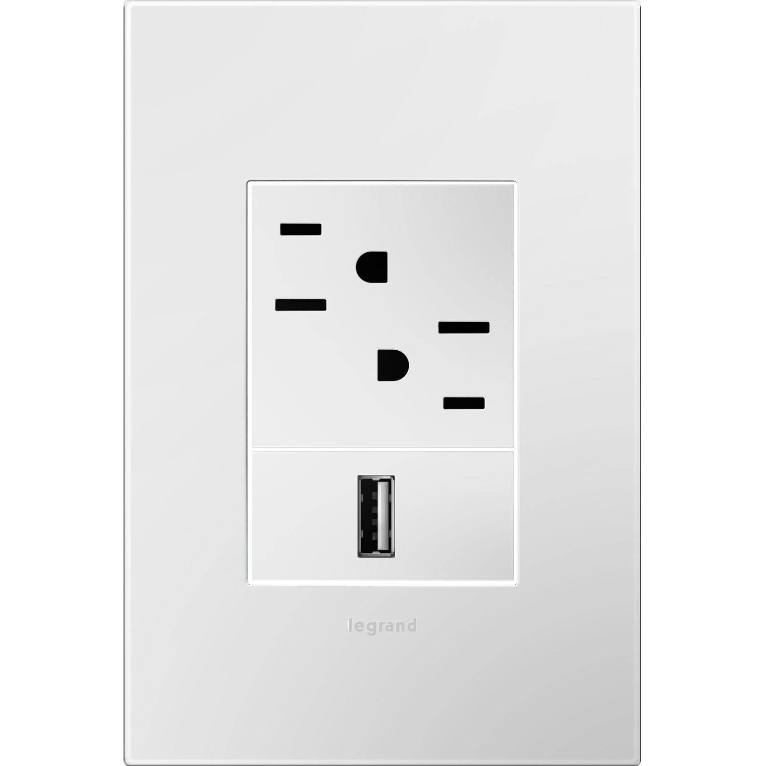 Legrand - AWP1G3WH4 - One-Gang-Plus Screwless Wall Plate with Microban - adorne - Gloss White