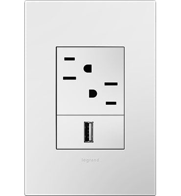 Legrand - AWP1G3WH4 - One-Gang-Plus Screwless Wall Plate with Microban - adorne - Gloss White