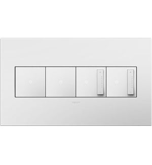 Legrand - AWP4GWH4 - Four-Gang Screwless Wall Plate with Microban - adorne - Gloss White