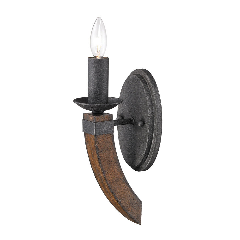 Golden - 1821-1W BI - One Light Wall Sconce - Madera BI - Black Iron