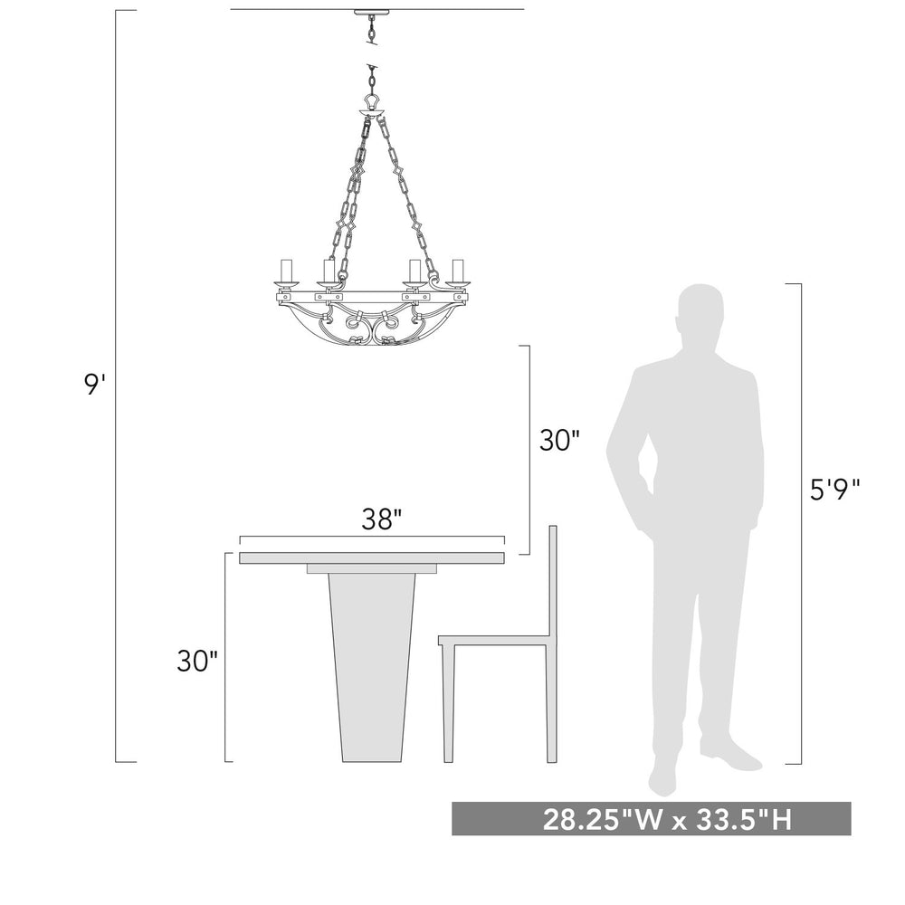 Golden - 1821-6 BI - Six Light Chandelier - Madera BI - Black Iron