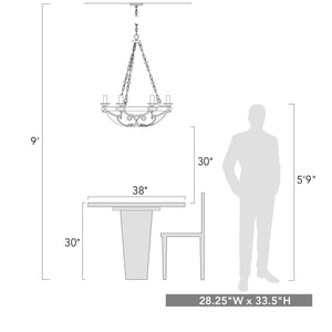 Golden - 1821-6 BI - Six Light Chandelier - Madera BI - Black Iron