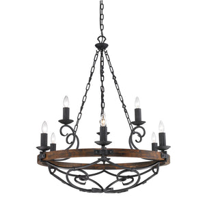 Golden - 1821-9 BI - Nine Light Chandelier - Madera BI - Black Iron