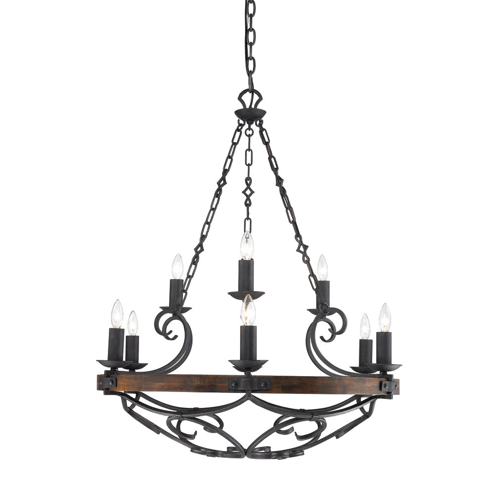 Golden - 1821-9 BI - Nine Light Chandelier - Madera BI - Black Iron