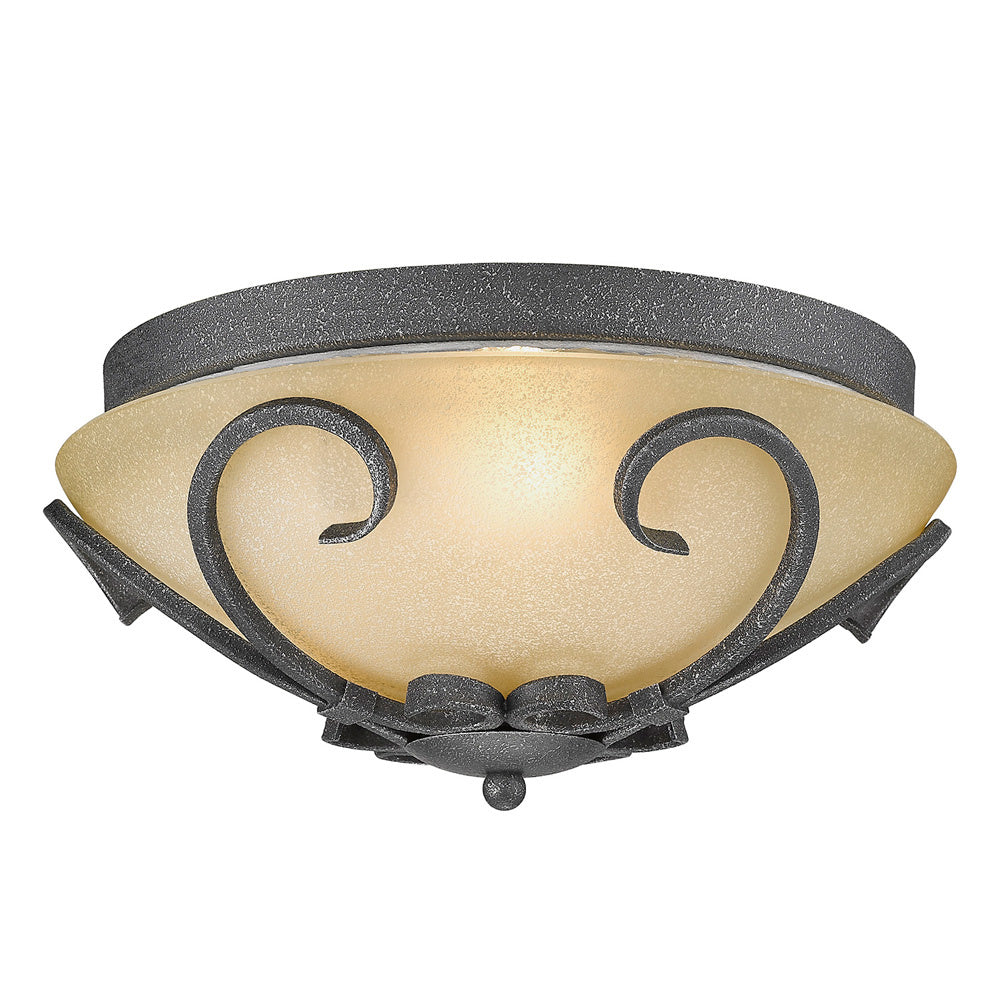 Golden - 1821-FM BI - Three Light Flush Mount - Madera BI - Black Iron