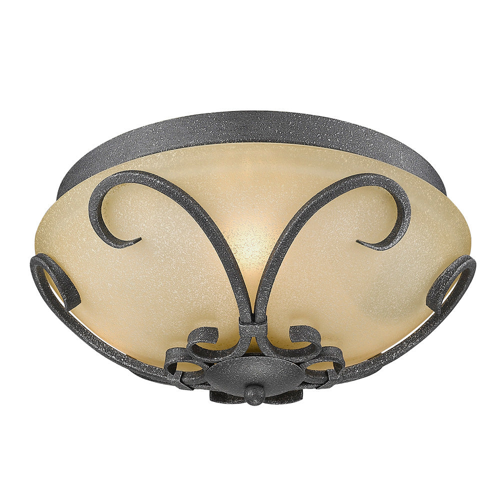 Golden - 1821-FM BI - Three Light Flush Mount - Madera BI - Black Iron