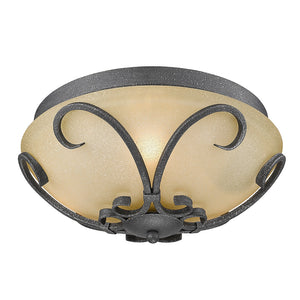 Golden - 1821-FM BI - Three Light Flush Mount - Madera BI - Black Iron