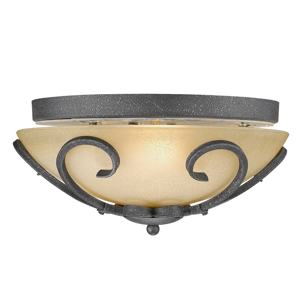 Golden - 1821-FM BI - Three Light Flush Mount - Madera BI - Black Iron