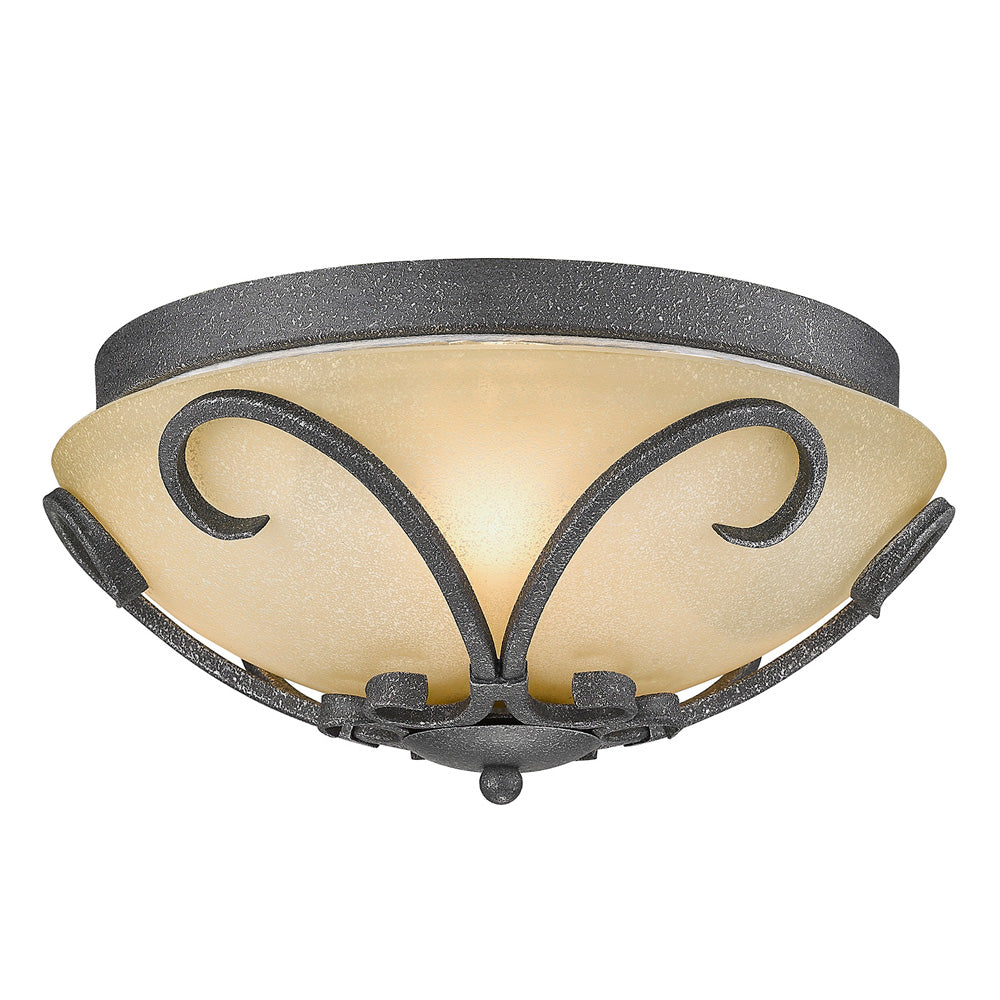 Golden - 1821-FM BI - Three Light Flush Mount - Madera BI - Black Iron