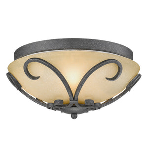 Golden - 1821-FM BI - Three Light Flush Mount - Madera BI - Black Iron