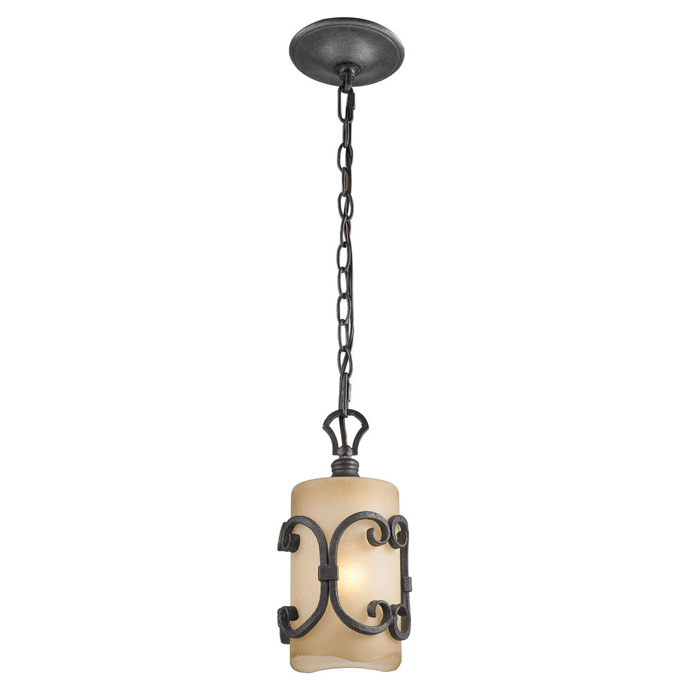 Golden - 1821-M1L BI - One Light Mini Pendant - Madera BI - Black Iron