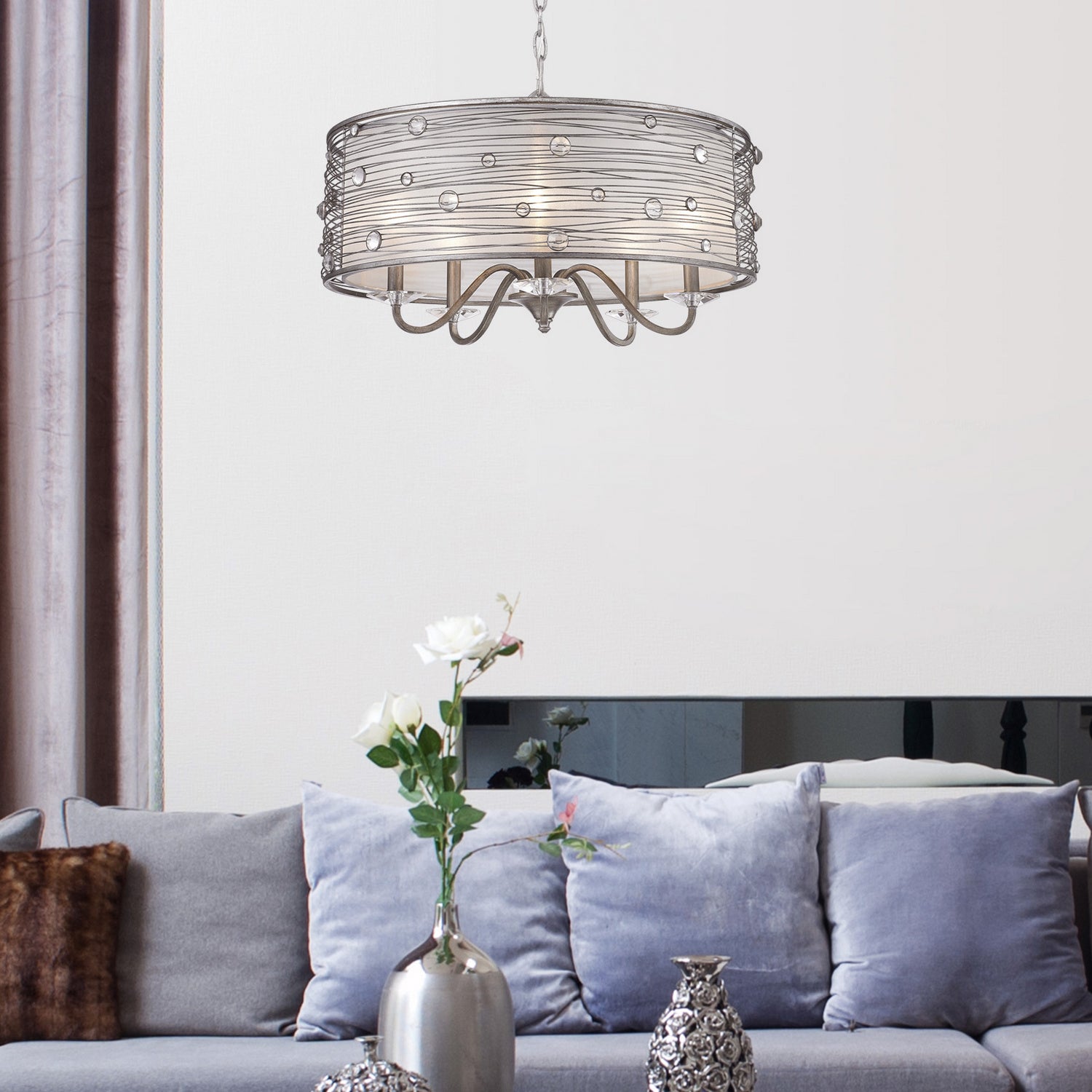 Golden - 1993-5 PS - Five Light Chandelier - Joia - Peruvian Silver