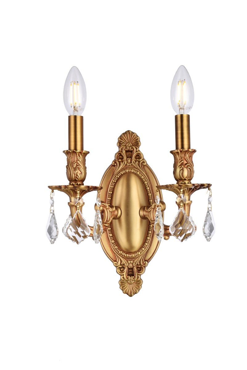 Elegant Lighting - 9202W9FG/RC - Two Light Wall Sconce - Rosalia - French Gold