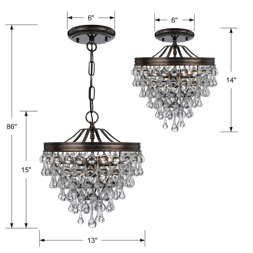 Crystorama - 130-VZ - Three Light Mini Chandelier - Calypso - Vibrant Bronze