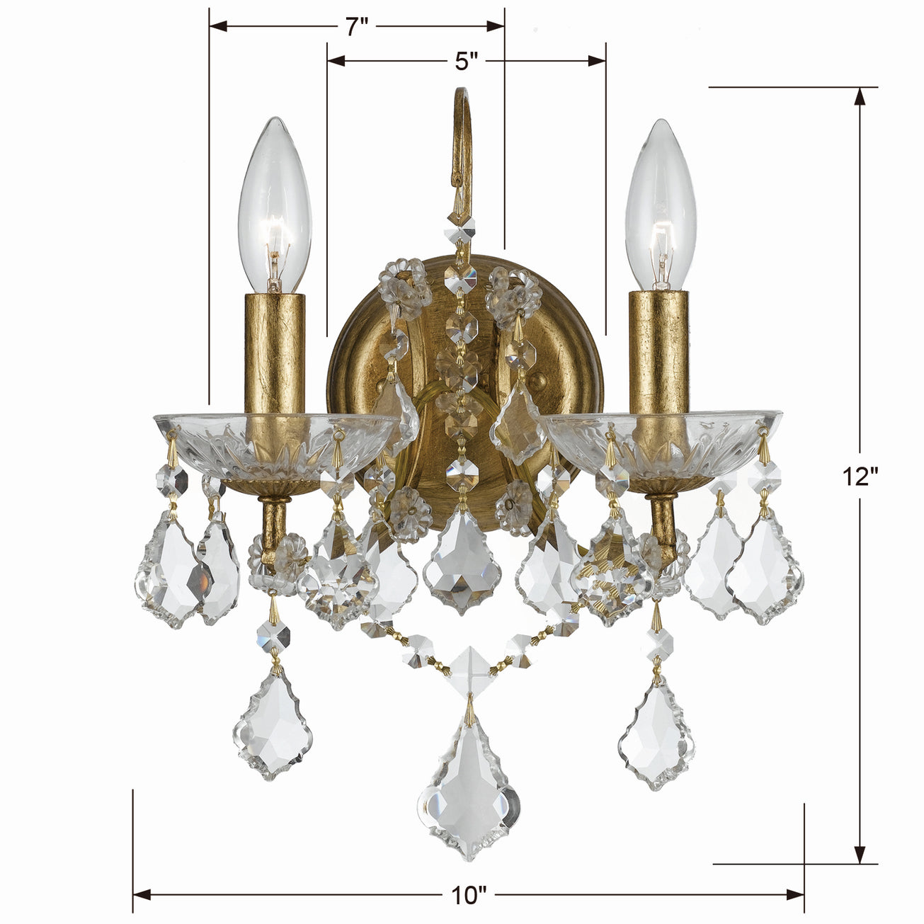 Crystorama - 4452-GA-CL-S - Two Light Wall Sconce - Filmore - Antique Gold