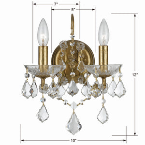 Crystorama - 4452-GA-CL-S - Two Light Wall Sconce - Filmore - Antique Gold