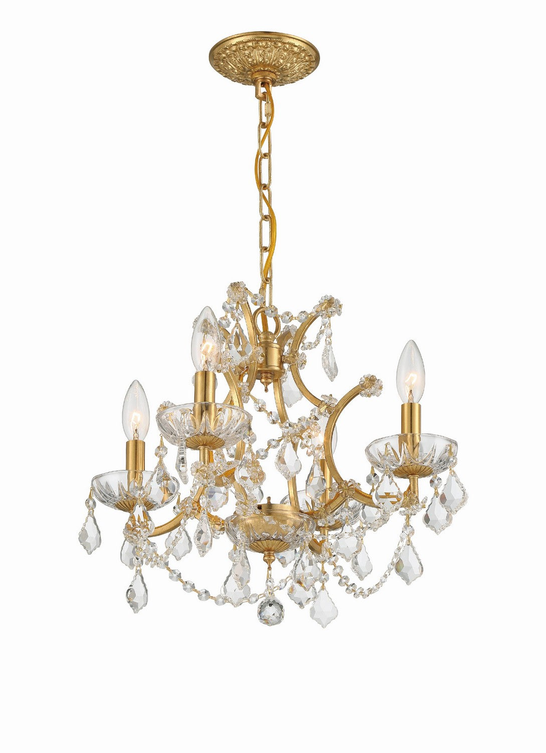 Crystorama - 4454-GA-CL-MWP - Four Light Mini Chandelier - Filmore - Antique Gold