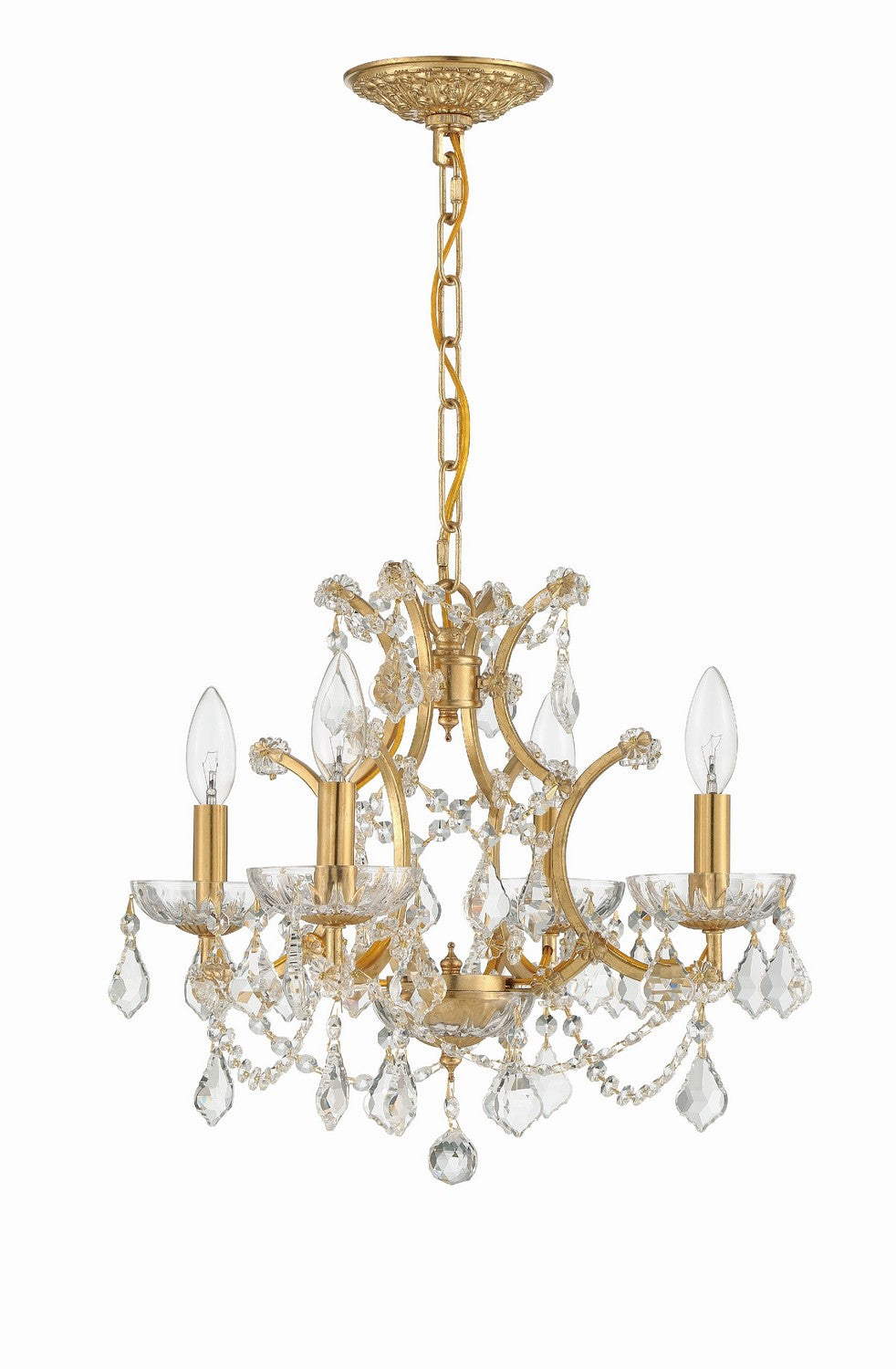 Crystorama - 4454-GA-CL-MWP - Four Light Mini Chandelier - Filmore - Antique Gold