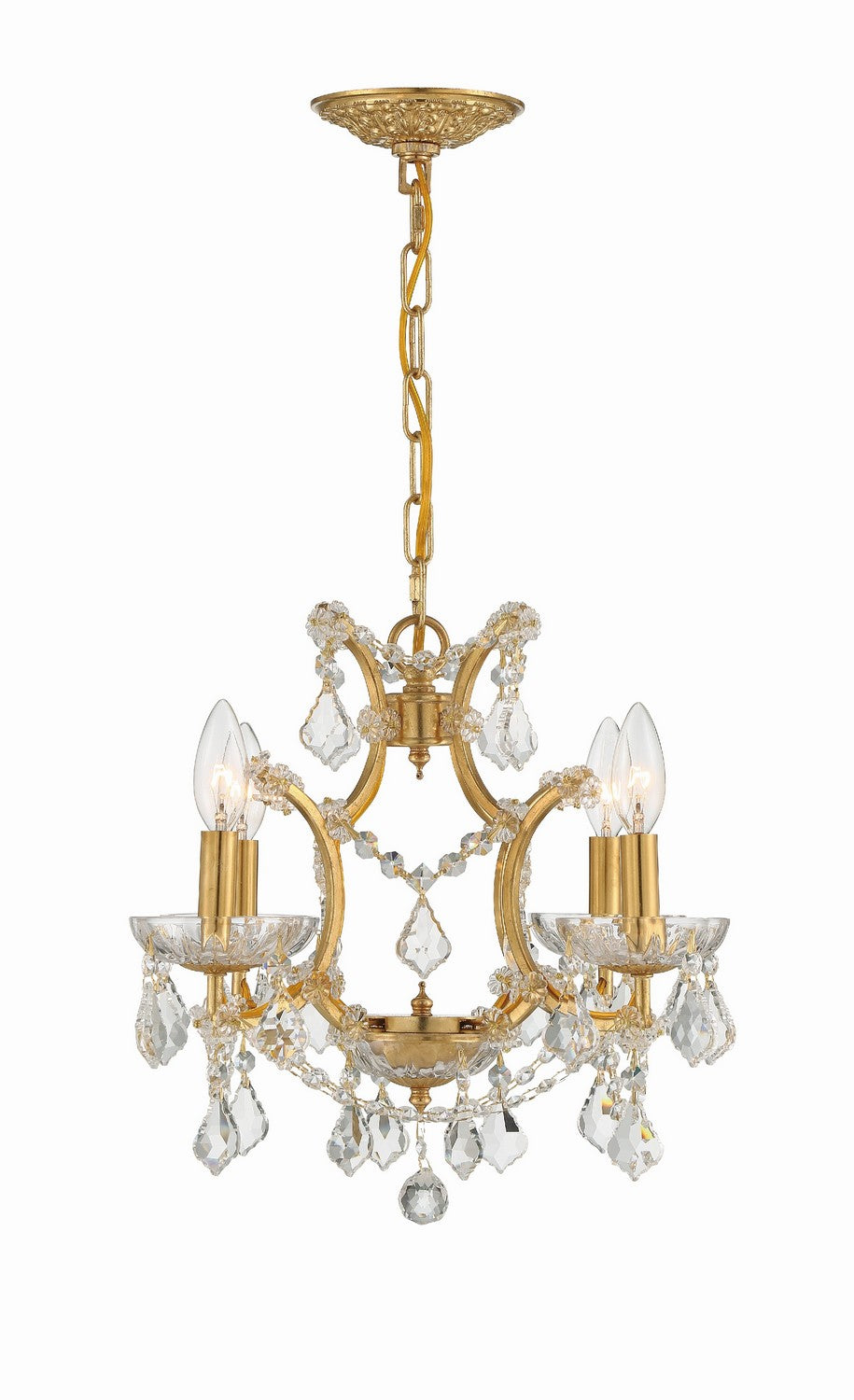 Crystorama - 4454-GA-CL-MWP - Four Light Mini Chandelier - Filmore - Antique Gold